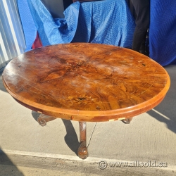 Ornate Pattern Round Wood Coffee Table